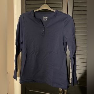 Denim & Co. shirt with button neckline detail